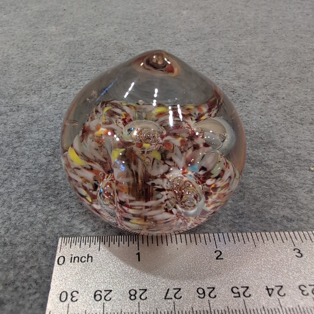 Vintage MB Daniels & Co Multicolor Swirl Glass Paperweight Bubbles Made in Japan - Picture 2 of 5